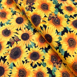 Advice From A Sunflower Sunflowers & Butterflies Fabric by Timeless Treasures – 100% Cotton Quilting Fabric – 43&quot;/44&quot; Wide