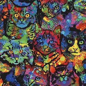 Timeless Treasures - Crazy for Cats - Paint Splatter Cats - Cotton Fabric