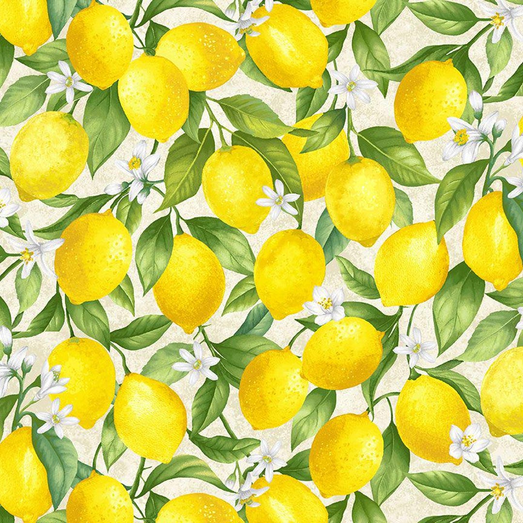 Lemon Bouquet Cotton Fabric: Timeless Treasures Print - Etsy