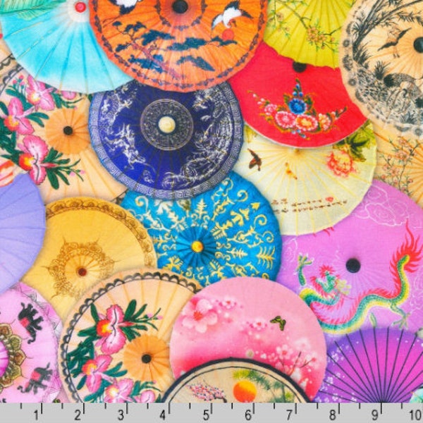 Robert Kaufman - Library of Rarities - Paper Parasols Antique Fabric by Lars Stewart - Cotton Fabric