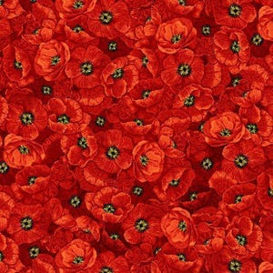 Packed Poppies Fabric by Chong-a Hwang - Digital Print - Cotton Fabric
