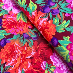 Kaffe Fassett Collective Stash - Luscious Magenta Floral Cotton Fabric by Philip Jacobs – PWPJ011.MAGEN – FreeSpirit - Cotton Fabric