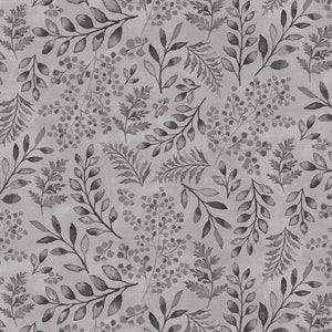 Lilac and Sage - Leaves Graphite - Cotton Fabric