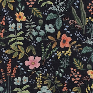 Canvas Fabric - Cotton + Steel - Amalfi - Herb Garden - Midnight by Rifle Paper Co.