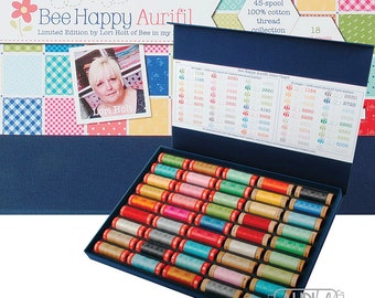 Aurifil - Bee Happy Thread Collection Limited Edition by Lori Holt - 45 Spool 100% Cotton Thread