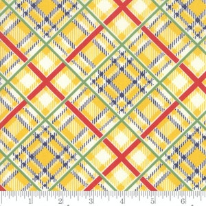 Bubble Pop - Reproduction Bias Plaid Yellow Fabric by American Jane - Cotton Fabric