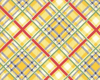 Moda Fabrics - Bubble Pop - Reproduction Bias Plaid Yellow Fabric by American Jane - Cotton Fabric