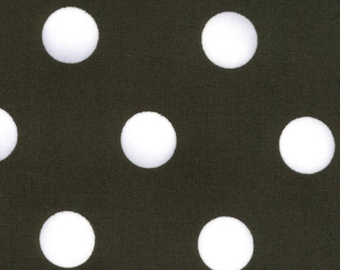 May include: Black fabric with a white polka dot pattern.