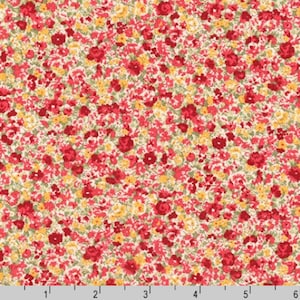 Tessuto in cotone per prato - Tessuto rosso per prato Sevenberry Petite Garden - Tessuto in cotone per prato