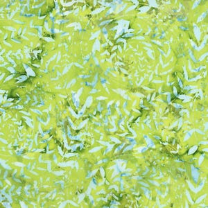 Blossom Batiks - Cascade - Leaf Swirl - Meadow Fabric by Flaurie & Finch – FF301-ME1 – Green Batik Cotton Fabric