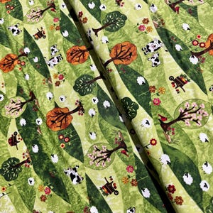 Skinny Barns - Farm Scenic - Cotton Fabric