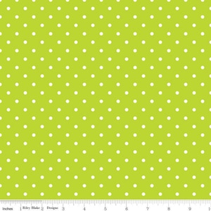 White Swiss Dot on Lime - Cotton Fabric