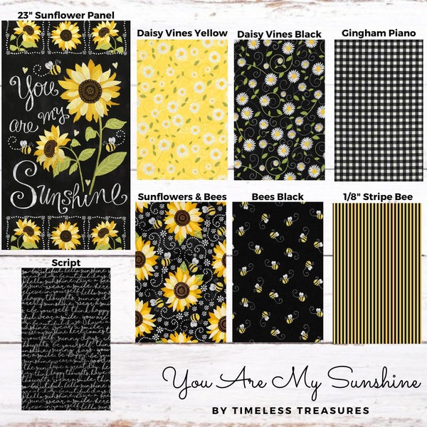 Timeless Treasures - You Are My Sunshine - Tissus en coton Gail Cadden - métrage et panneau