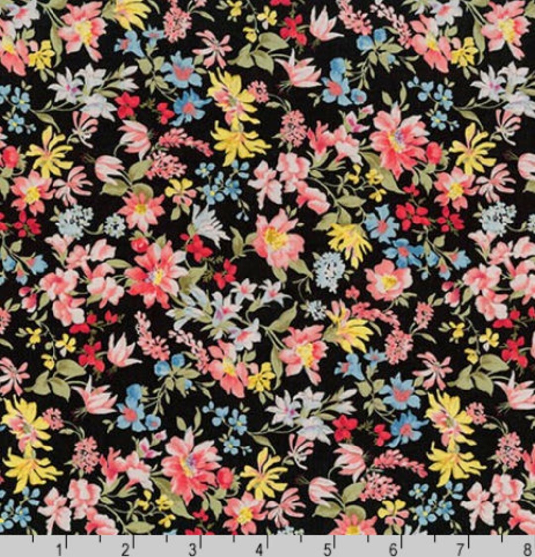 Robert Kaufman Cotton Lawn Sevenberry Petite Garden Lawn Black Fabric