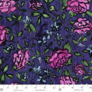 Florabunda! - Blowsy Rose Dusty Plum Fabric by Melanie Testa - Cotton Fabric