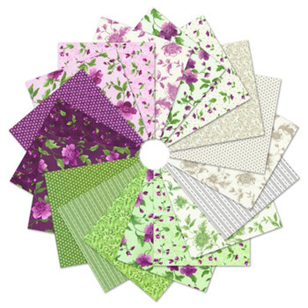Robert Kaufman - Flowerhouse - Camille Complete Collection Charm Pack by Debbie Beaves - 42, 5" x 5" Precut Fabric Squares
