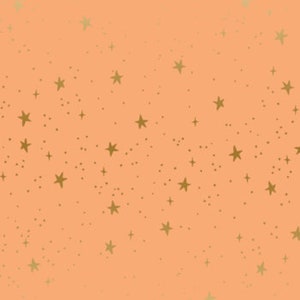 Primavera - Stars Peach Metallic Stoff von Rifle Paper Co. - Metallic Baumwollstoff