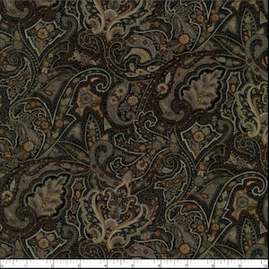 Robert Kaufman - Cotton Paisley Prints - Black Fabric by Sevenberry - Cotton Fabric