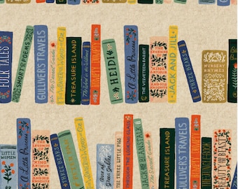 Canvasstoffen - Curio - Boekenclub - Ongebleekte metallic linnen canvasstof van Rifle Paper Co.