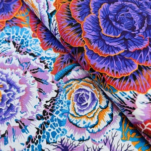 Brassica Dark Floral Cotton Fabric by Philip Jacobs - Kaffe Fassett Collective