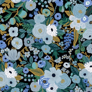 Cotton + Steel - Wildwood - Garden Party - Garden Party Blue Fabric by Rifle Paper Co. - Cotton Fabric