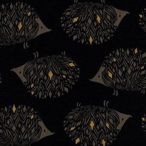Canvas Fabric - Cotton + Steel - Sleep Tight - Prickles Black Metallic Canvas Fabric by Sarah Watts
