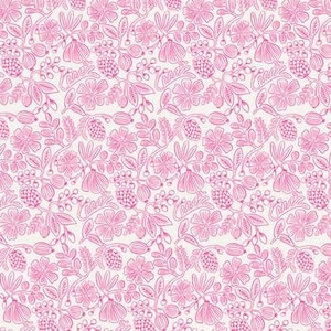Cotton + Steel - Primavera - Moxie Floral Neon Pink Neon Pigment Fabric by Rifle Paper Co. - Cotton Fabric