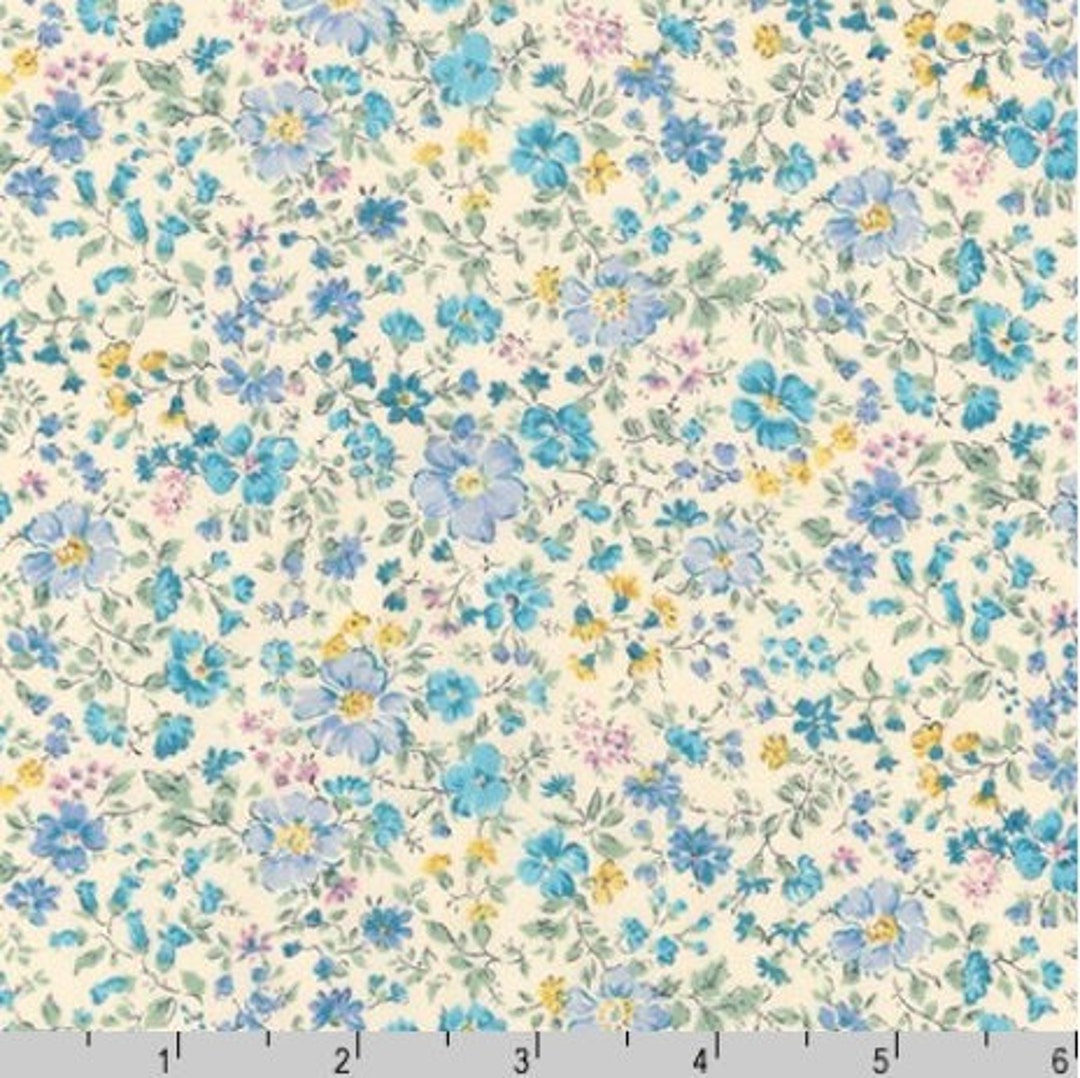 Robert Kaufman Cotton Lawn Sevenberry Petite Garden Lawn Blue Fabric