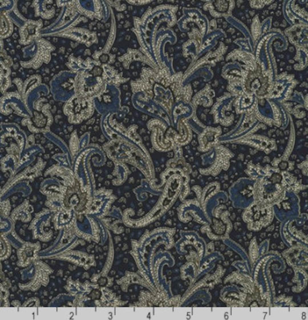 Robert Kaufman Cotton Paisley Prints Navy Fabric by Sevenberry Cotton