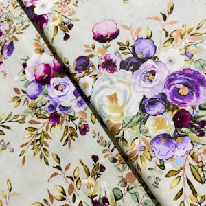 Lilac and Sage - Bouquet Sage Copper Pearl - Metallic Cotton Fabric