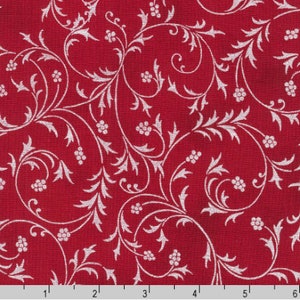 Holiday Flourish-Snow flower - Swirls Burgundy Silver Fabric - Metallic Cotton Fabric
