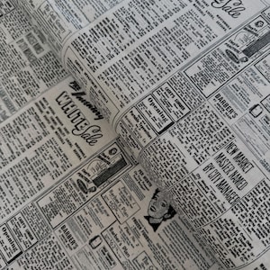 Papier de fond moderne - Papier journal Fog Black par Brigitte Heitland - Tissu en coton