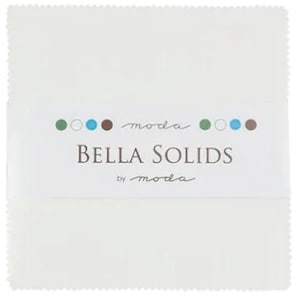 Bella Solids White Charm Pack - 42 5" x 5" Precut Fabric Squares