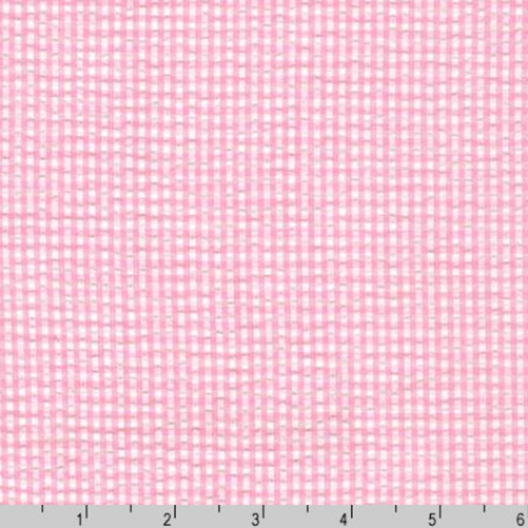 Robert Kaufman Seersucker Check Pink Fabric Width 56 Cotton & Polyester