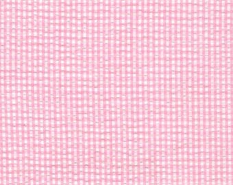 Tessuto a quadri rosa seersucker - Larghezza 56" - Miscela di cotone e poliestere