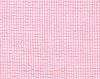 Robert Kaufman - Seersucker Check Pink Fabric - Width 56" - Cotton & Polyester Blend