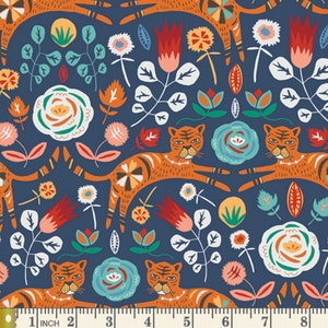 Tallinn - Tigris Indigo Fabric by Jessica Swift - Cotton Fabric