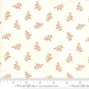 Victoria - Floral Charlotte Red/Rouge on Ivory Fabric by 3 Sisters - Cotton Fabric