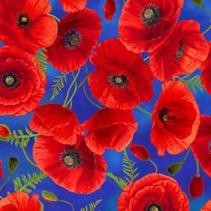 Sunset Poppies - Poppy Floral Fabric by Chong-a Hwang - Digital Print - Cotton Fabric