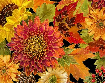 L'autunno è nell'aria - Bouquet di fiori raccolti in tessuto metallizzato - Tessuto di cotone
