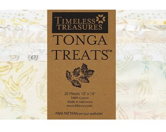 Cuadrados de tela batik Opal: Pastel de capas Tonga Treats (cuadrados de 42 x 10")