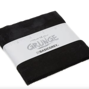 Grunge Onyx Charm Pack by BasicGrey - 42, 5&quot; x 5&quot; Precut Fabric Squares