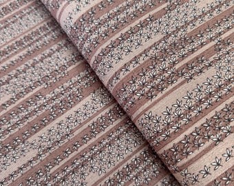 Rayon Crinkle Fabric: Floral Stripes Brown, Lightweight Drape - 50" Width