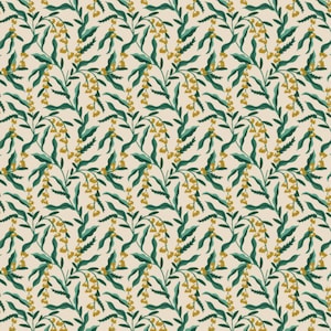 Lily Cream Metallic Cotton Fabric - Rifle Paper Co. Vintage Garden