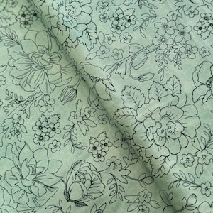 Lilac and Sage - Toile Mint Fabric by Punch Studio - Cotton Fabric