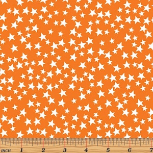 Glow in the Dark - Glow for it - Sterne leuchtend oranger Stoff von Greta Lynn - Baumwollstoff