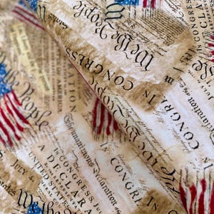 Que la liberté sonne - Tissu Déclaration d'indépendance | Trésors intemporels | Texte patriotique en coton | Tissu courtepointe Americana