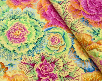 Brassica Floral Baumwollstoff - Kaffe Fassett Collective - Gelb