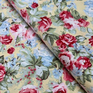 Simply Chic Rose Garden Butter Floral Fabric by Anna Stuart - Benartex