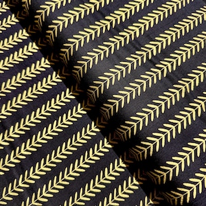 Gilded - Leaf Stripes Ink Gold Metallic Fabric by Alli K Design - Metallic Cotton Fabric